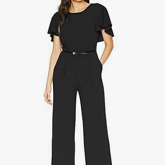 Calvin Klein Flutter Sleeve Jumpsuit - Picture 2 of 11